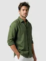 Dark Olive Linen Textured Shirt