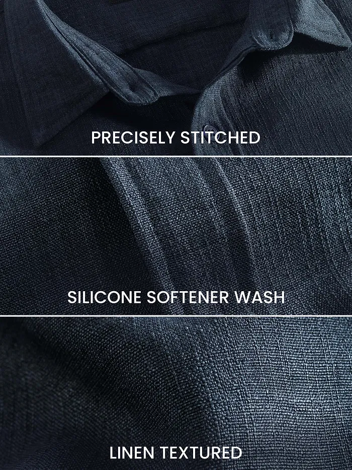Navy Linen Textured Shirt