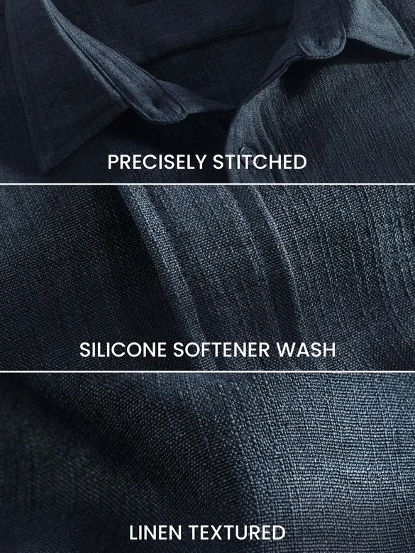 Navy Linen Textured Shirt
