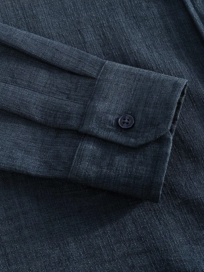 Navy Linen Textured Shirt