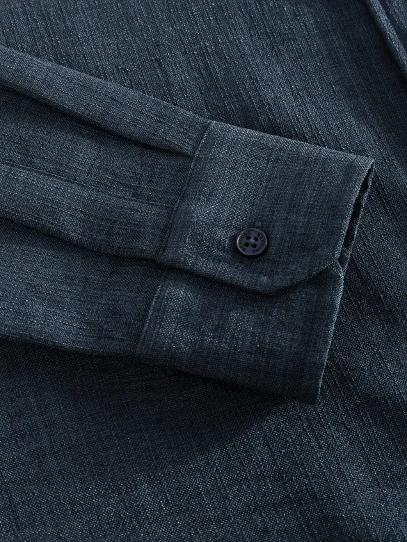 Navy Linen Textured Shirt