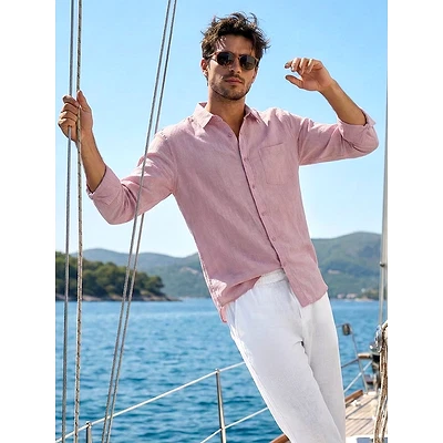 Pastel Mauve Linen Textured Shirt