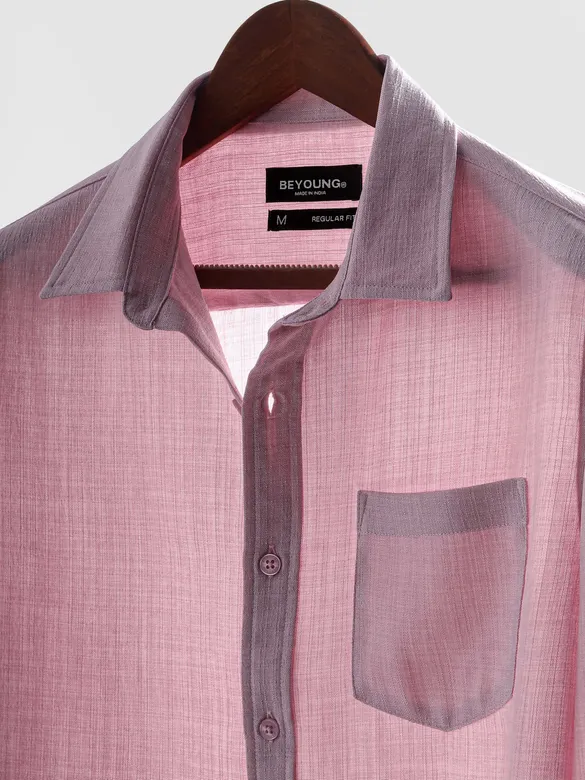 Pastel Mauve Linen Textured Shirt