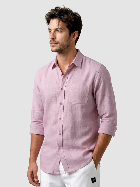 Pastel Mauve Linen Textured Shirt