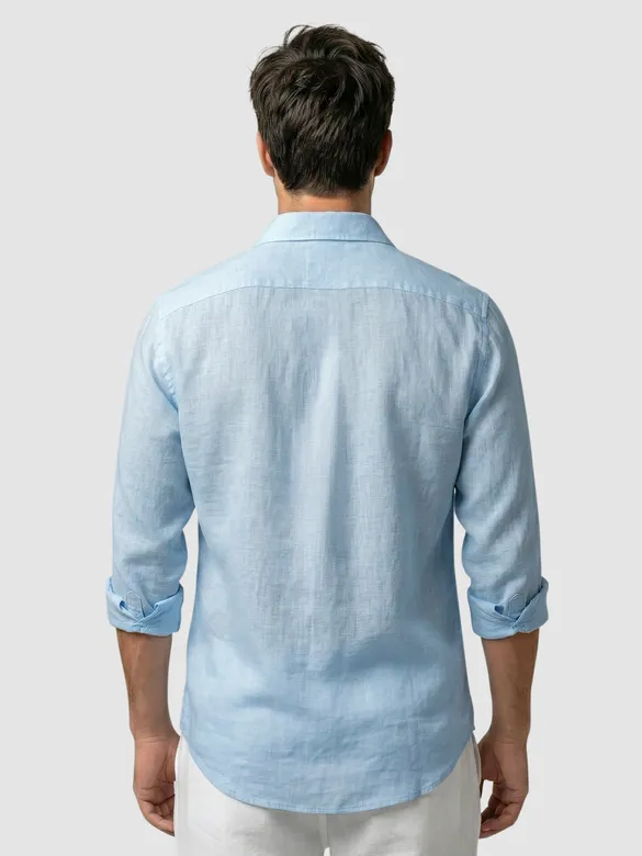 Sky Blue Linen Textured Shirt