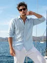Sky Blue Linen Textured Shirt