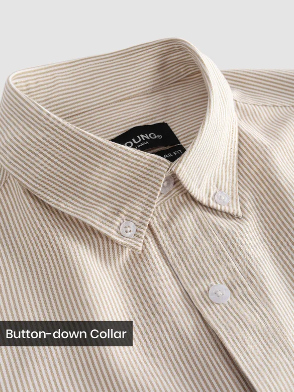 Beige Oxford Striped Shirt