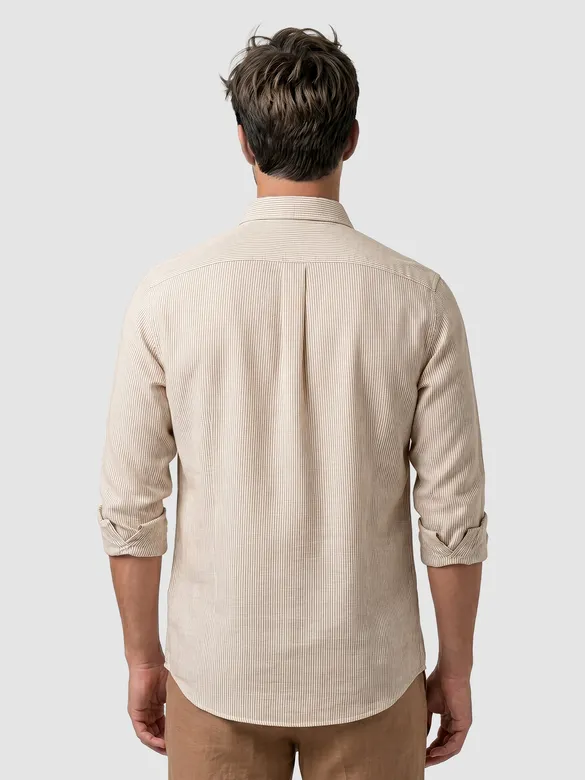 Beige Oxford Striped Shirt