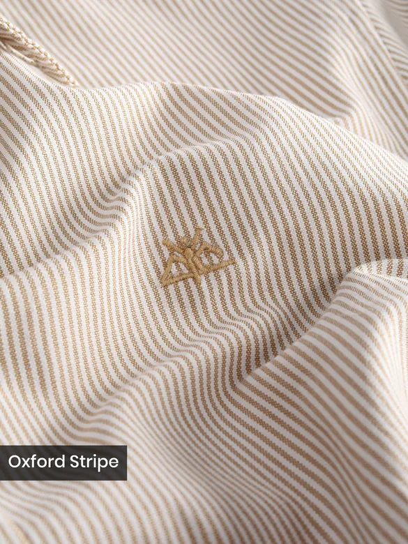 Beige Oxford Striped Shirt