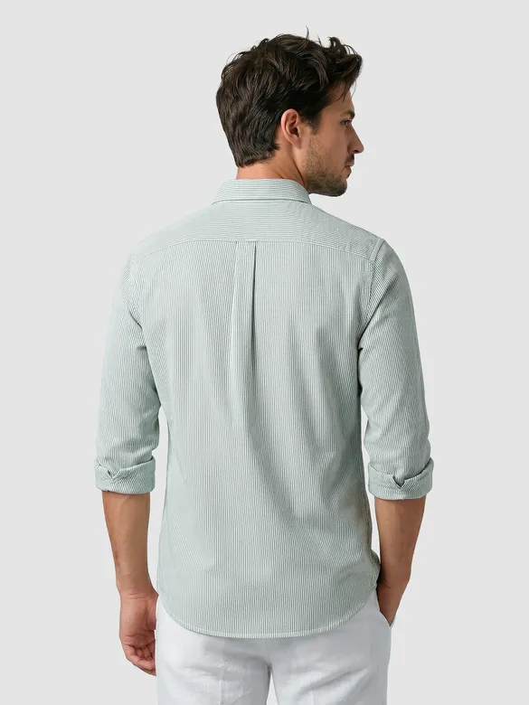 Green Oxford Striped Shirt