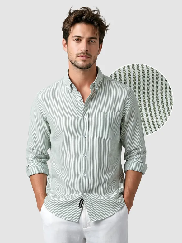 Green Oxford Striped Shirt