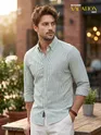Green Oxford Striped Shirt