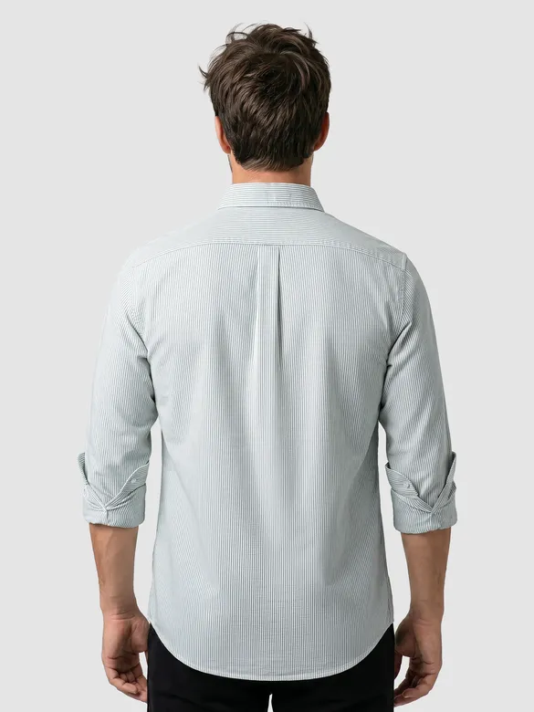 Grey Oxford Striped Shirt