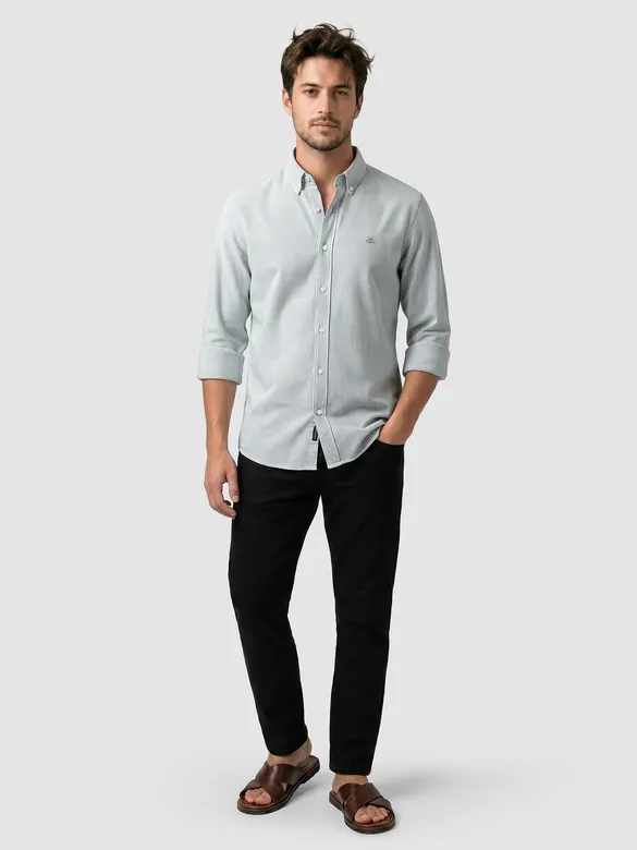 Grey Oxford Striped Shirt