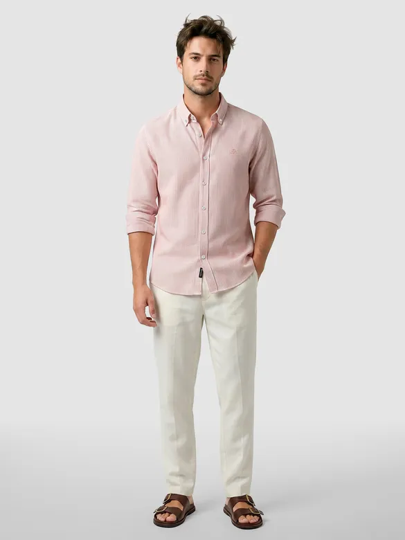 Pink Oxford Striped Shirt