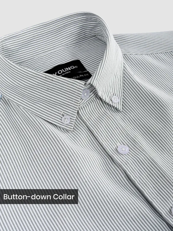 Grey Oxford Striped Shirt