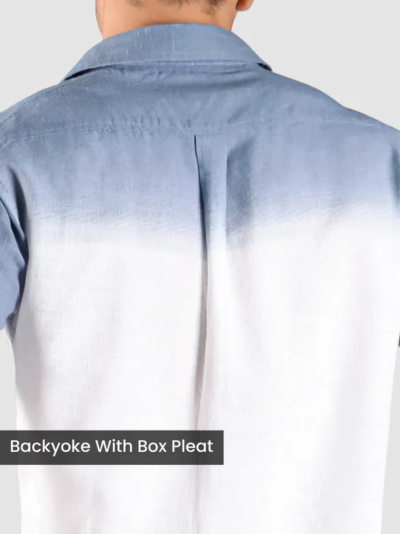 Bluish Grey Cotton Ombre Shirt