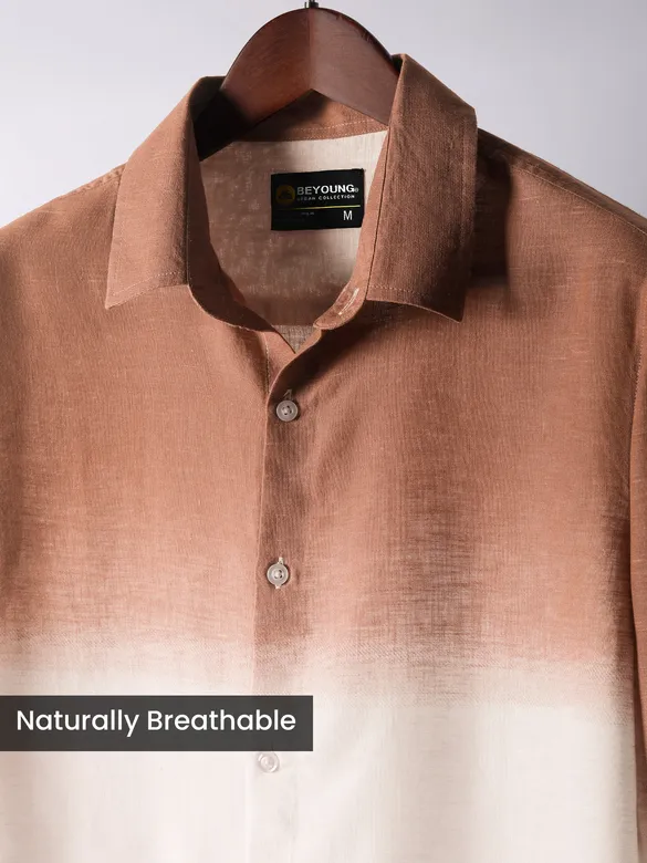 Brown Cotton Ombre Shirt