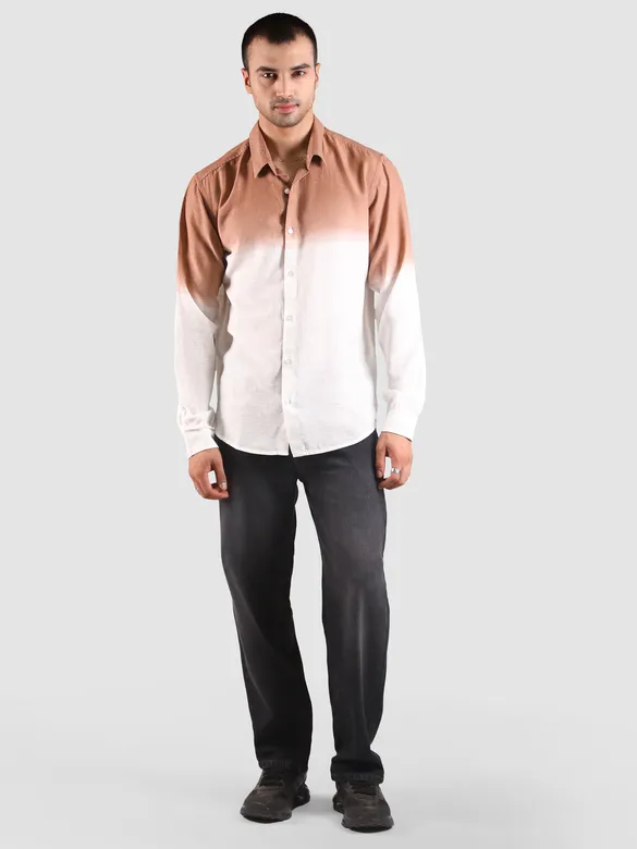 Brown Cotton Ombre Shirt