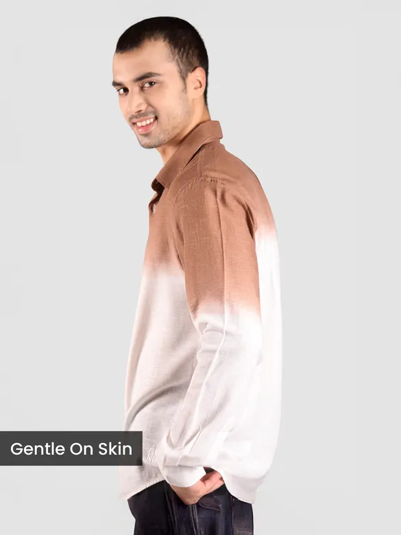 Brown Cotton Ombre Shirt