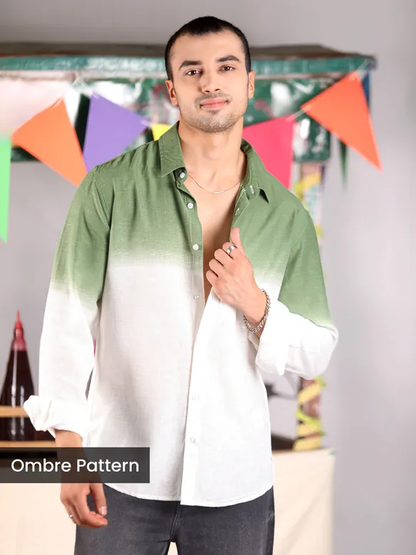 Green Cotton Ombre Shirt