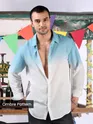 Sky Blue Cotton Ombre Shirt