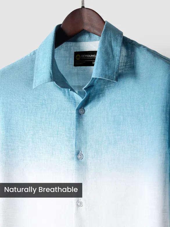 Sky Blue Cotton Ombre Shirt