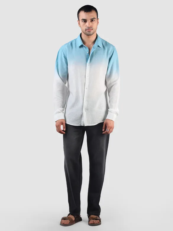 Sky Blue Cotton Ombre Shirt
