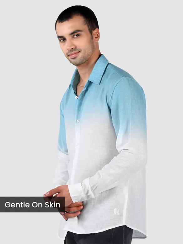 Sky Blue Cotton Ombre Shirt