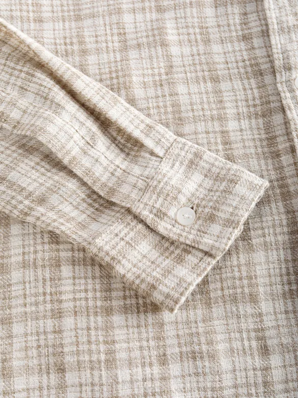 Beige Busy Check Cotton Shirt