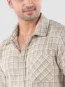 Beige Busy Check Cotton Shirt
