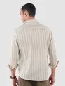 Beige Busy Stripe Cotton Shirt