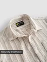 Beige Busy Stripe Cotton Shirt