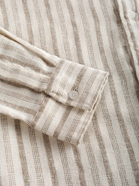 Beige Dual Stripe Cotton Shirt