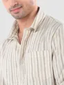 Beige Dual Stripe Cotton Shirt