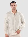 Beige Dual Stripe Cotton Shirt