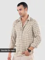 Beige Plaid Check Cotton Shirt