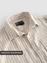 Beige Single Stripe Cotton Shirt