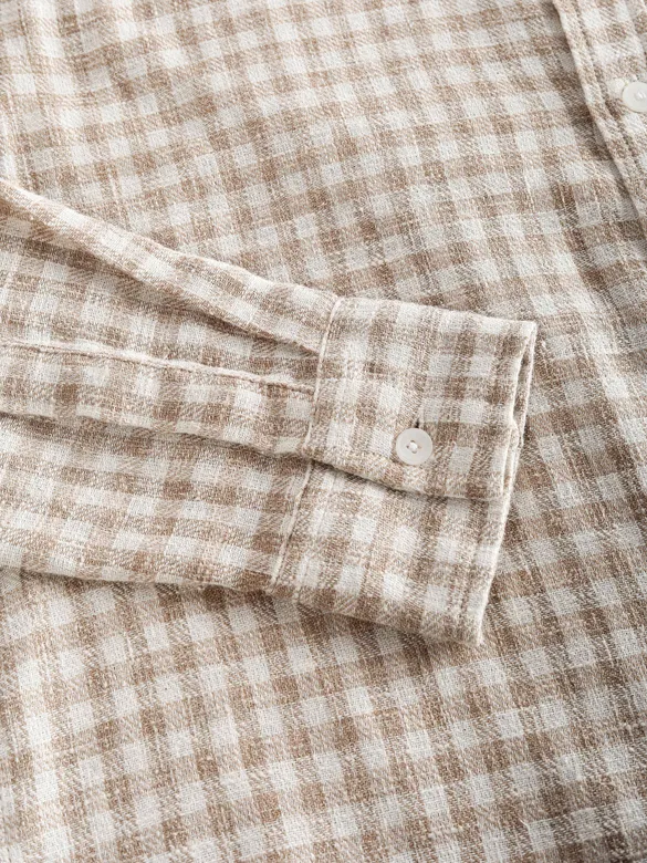 Beige Window Check Cotton Shirt