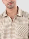 Beige Window Check Cotton Shirt