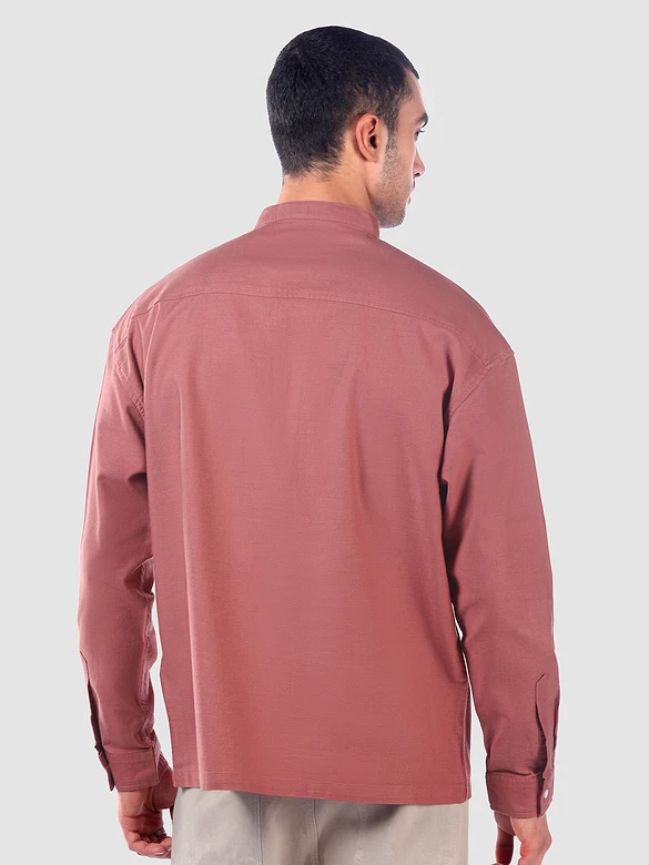 Brick Red Oxford Kurta Shirt