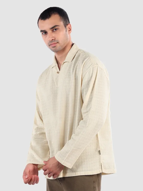 Cream Pullover Kurta Shirt