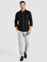 Black Waffle Button-Down Cotton Shirt