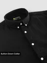 Black Waffle Button-Down Cotton Shirt