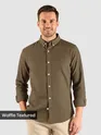 Brown Waffle Button-Down Cotton Shirt