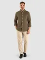 Brown Waffle Button-Down Cotton Shirt