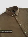 Brown Waffle Button-Down Cotton Shirt