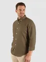 Brown Waffle Button-Down Cotton Shirt