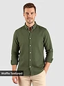 Military Green Waffle Button-Down Cotton Shirt
