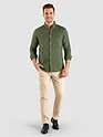 Military Green Waffle Button-Down Cotton Shirt